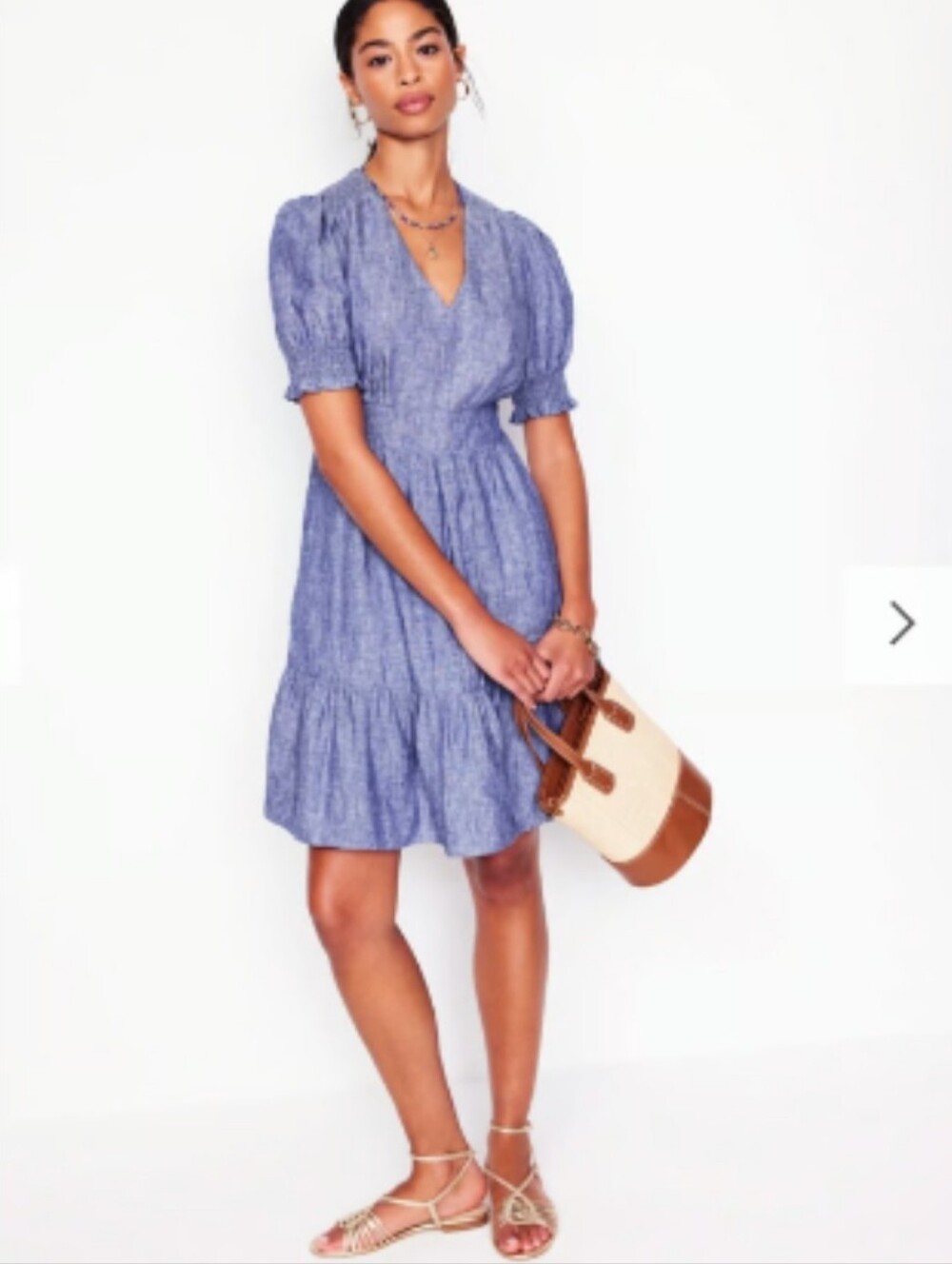 Boden Anna linen short dress, summer blue size 6R